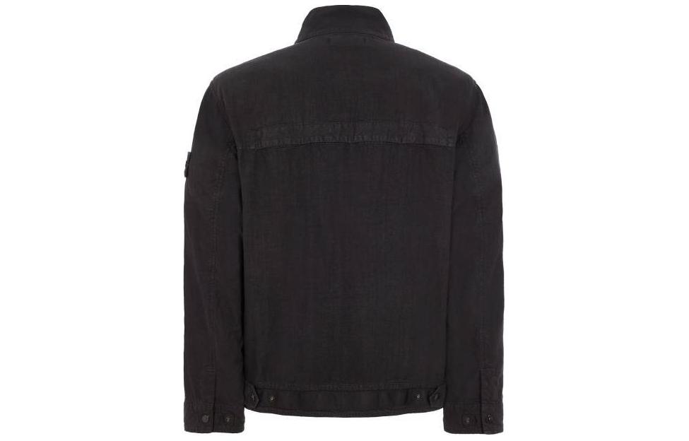 STONE ISLAND  Black Zip-Up Jacket with Logo and Stand Collar. 801542130-V0029 圖 3