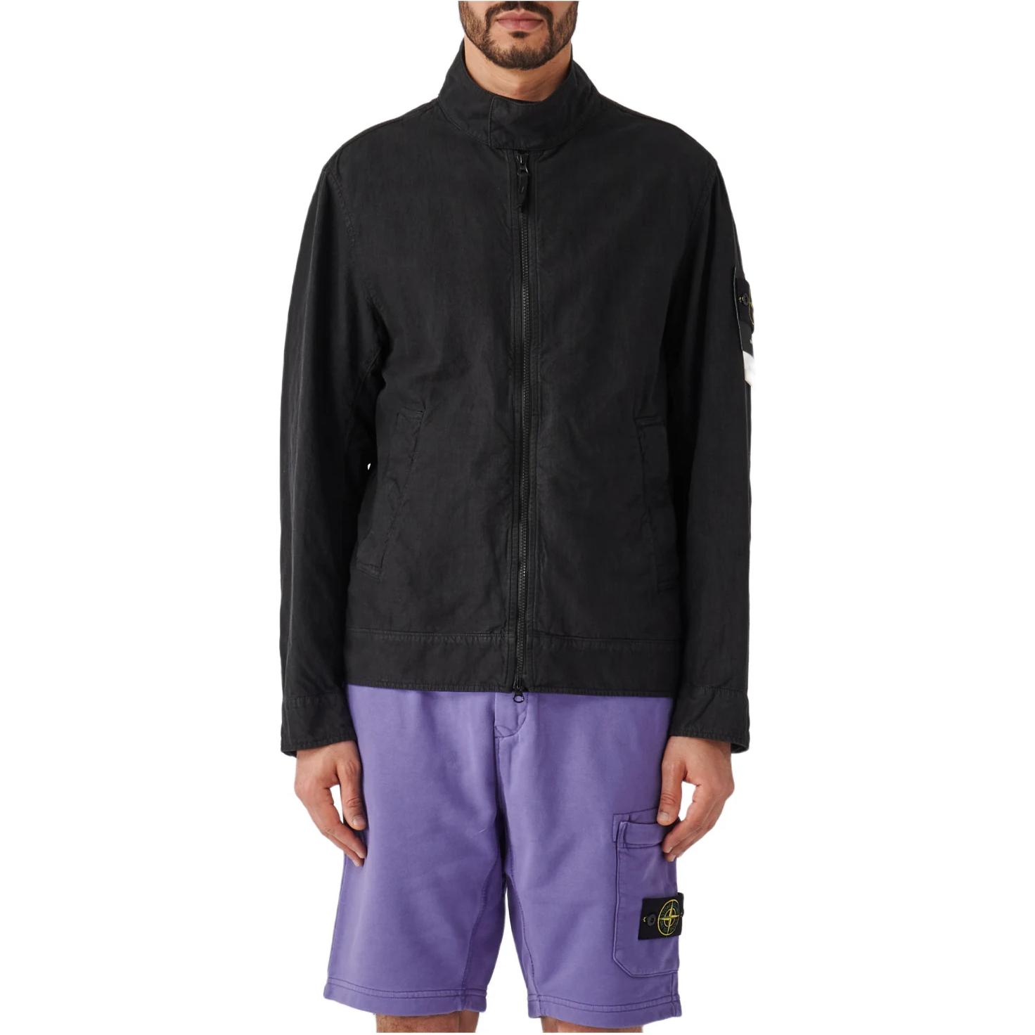 STONE ISLAND  Black Zip-Up Jacket with Logo and Stand Collar. 801542130-V0029 圖 4