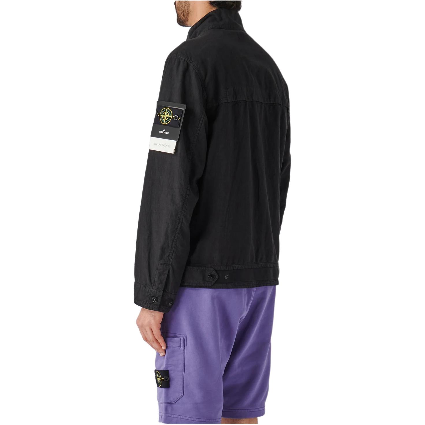 STONE ISLAND  Black Zip-Up Jacket with Logo and Stand Collar. 801542130-V0029 圖 5