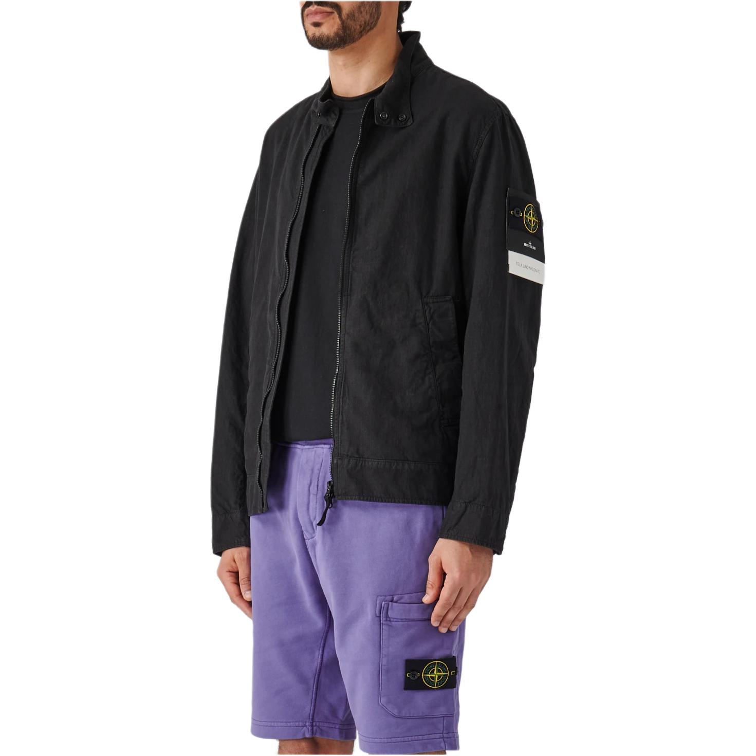 STONE ISLAND  Black Zip-Up Jacket with Logo and Stand Collar. 801542130-V0029 圖 6