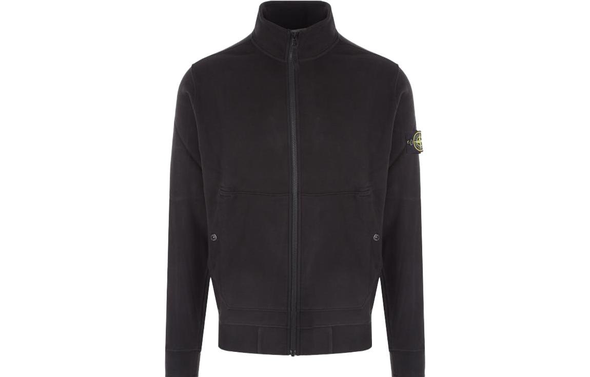 STONE ISLAND  Black Zip-Up Logo Patch Jacket 791562820-V0029