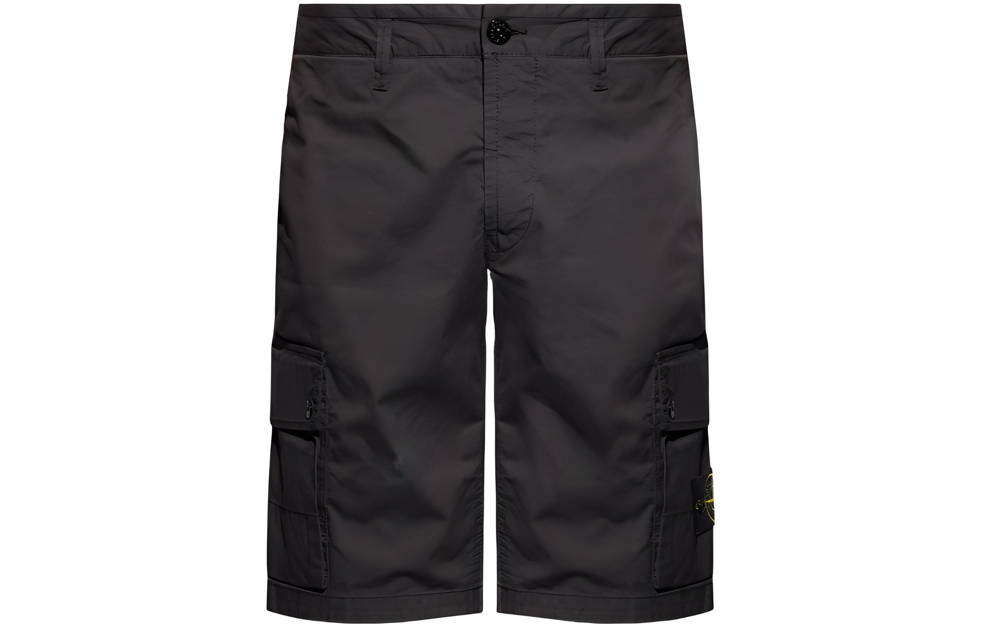 Stone Island  Black Zipper Mid-Waist Casual Shorts. 8015L1110-V0065