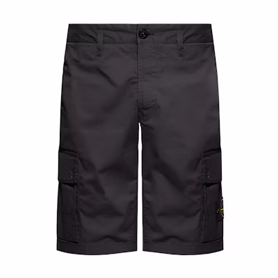 Stone Island Black Zipper Mid-Waist Casual Shorts. 8015L1110-V0065