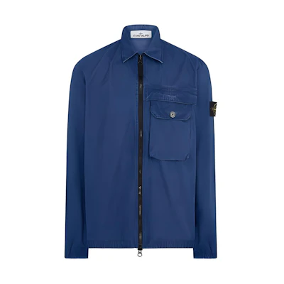 STONE ISLAND Blue Cotton Dyed Jacket with Zipper Pockets 7315107WN-V0143