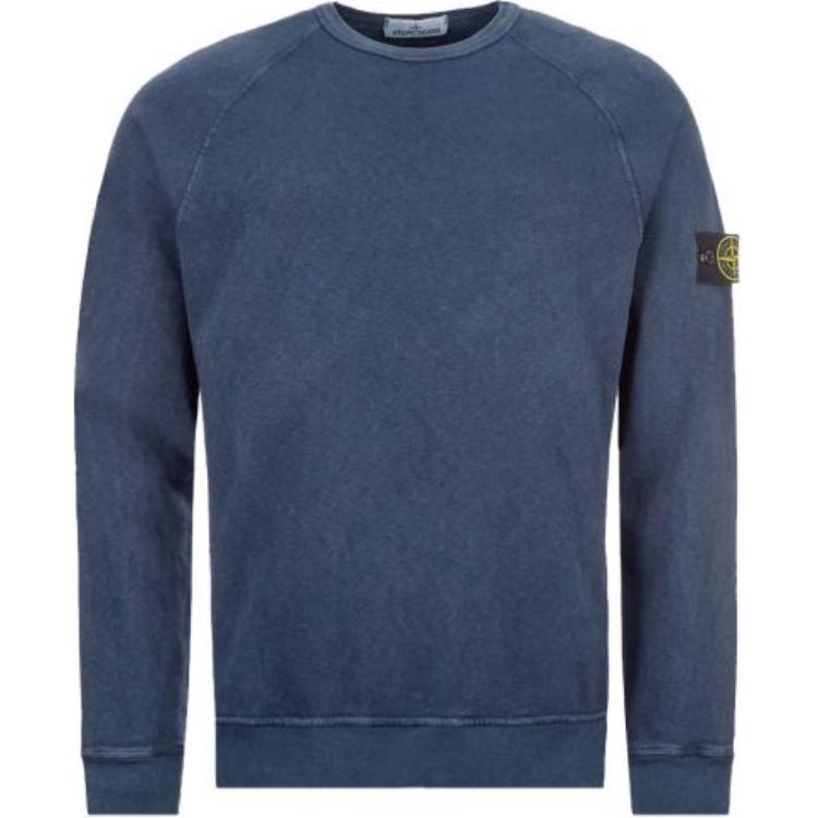 Stone Island  Blue Crewneck Pullover Logo Sweatshirt Long Sleeve. 721566060-V0128