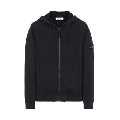 Stone Island Blue Full-Zip Hoodie with Sleeve Patch - Fall Edition. 731564220-V0020