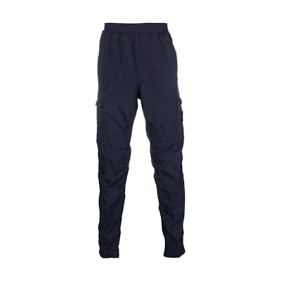 STONE ISLAND Blue Jogger Pants with Solid Pattern and Appliqué Design. 761531021-V0027
