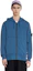 Shop STONE ISLAND Blue Solid Color Zip-Up Hoodie with Hood. 811564251-V0024