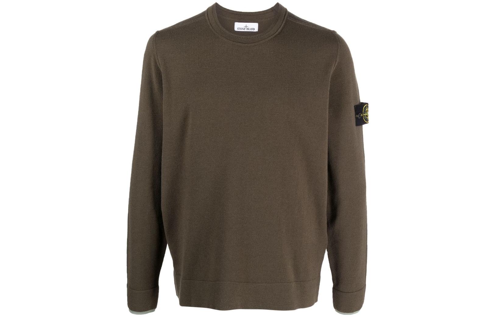 STONE ISLAND  Brown Crewneck Loose Fit Long Sleeve Sweatshirt 7915526A1-V0058