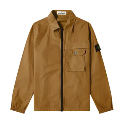 STONE ISLAND Brown Solid Zip-Up Collared Long-Sleeve Jacket. 7315107WN-V0171