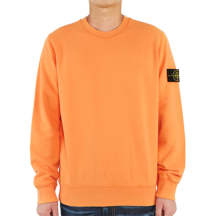 Shop STONE ISLAND 刷毛棉質橘色衛衣 731563020-v0032