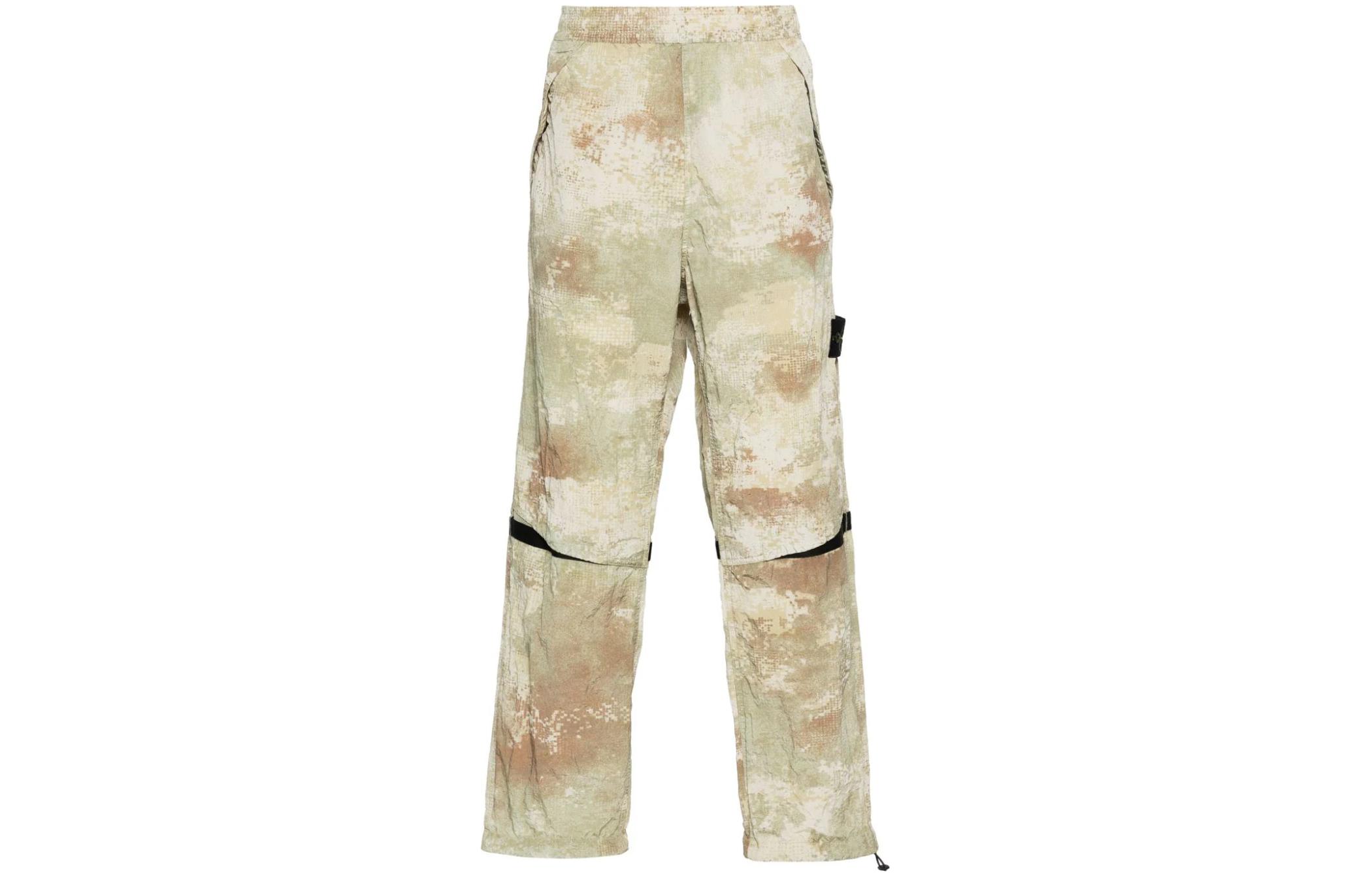 Order STONE ISLAND 迷彩拼接寬鬆長褲 米白色 8015662E1-V0091