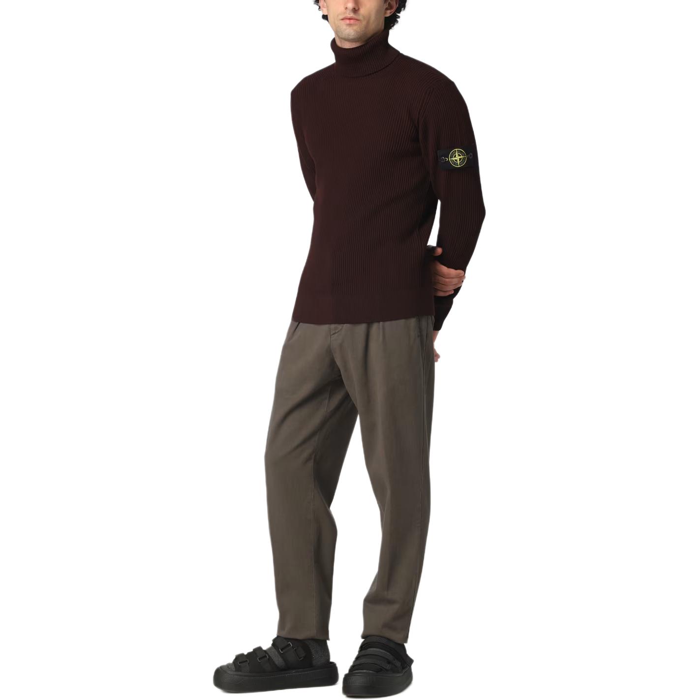 STONE ISLAND  Casual High-Neck Sweater Brown Long Sleeve Pullover. 7915506A2-V0011 圖 5