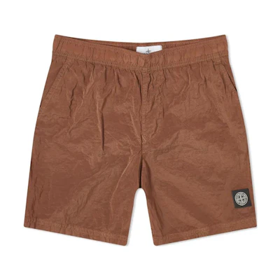 STONE ISLAND Casual Solid Elastic Straight Shorts Dark Brown 8015B0943-V0013