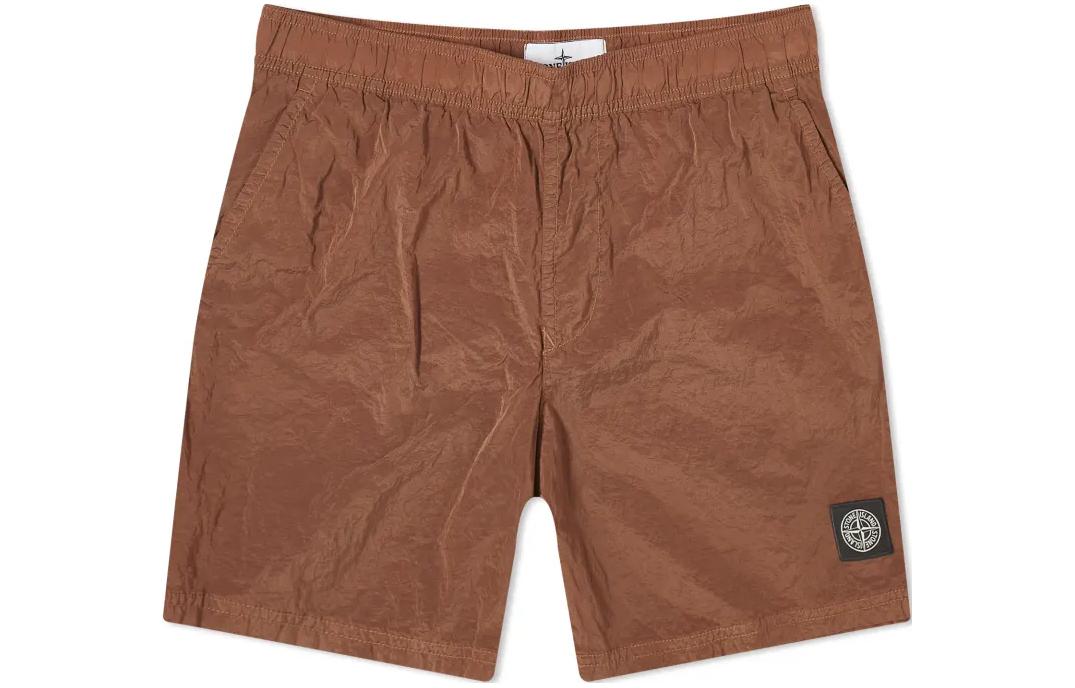 Order STONE ISLAND  Casual Solid Elastic Straight Shorts Dark Brown 8015B0943-V0013