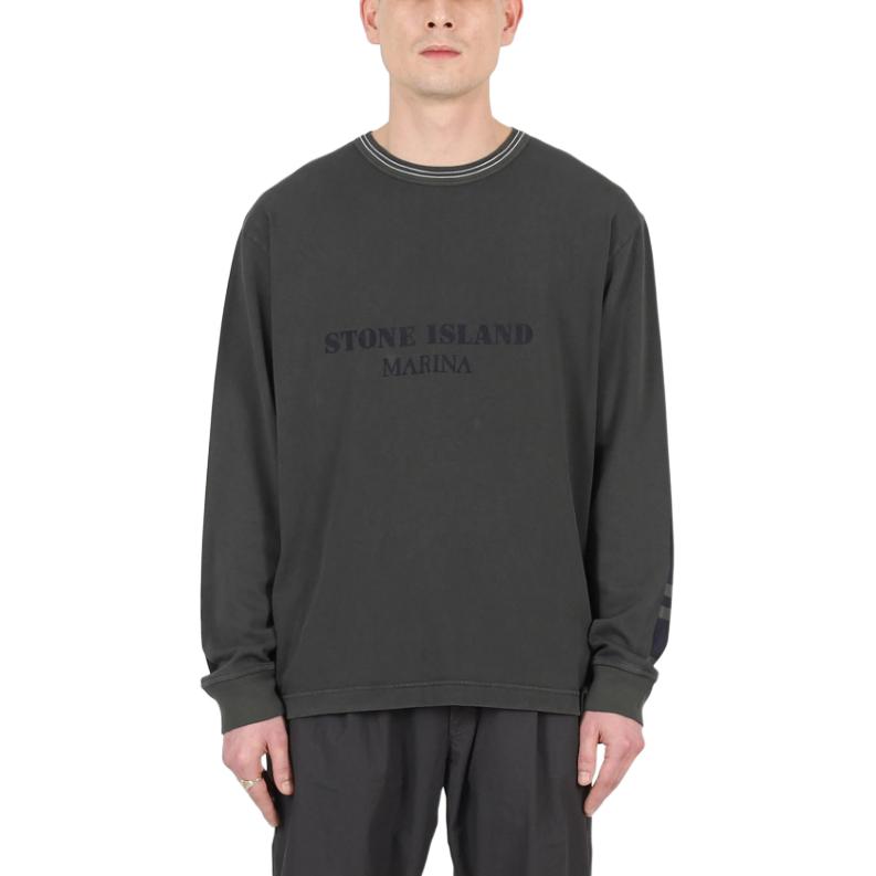 Stone Island  Charcoal Crewneck Slim Fit Striped Logo Long Sleeve Sweatshirt 8015206X4-V0165 圖 4