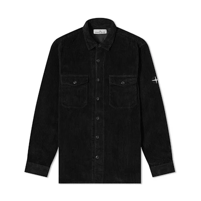 Stone Island Corduroy Embroidered Workwear Jacket Black - Fall Collection 731512111-V0029