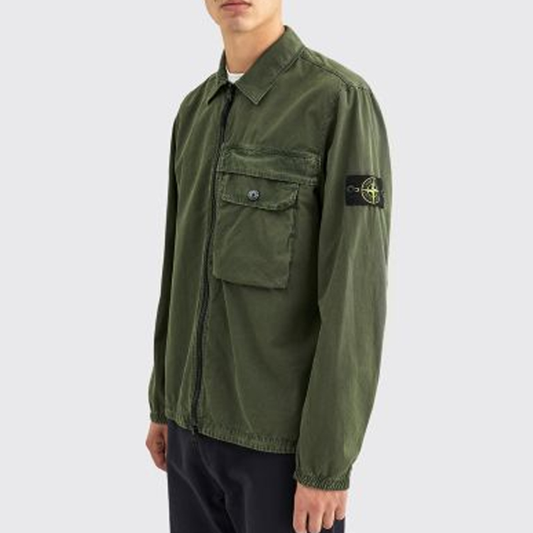STONE ISLAND  Cotton Dyed Jacket with Zipper Pockets - Army Green 7315107WN-V0159 圖 4