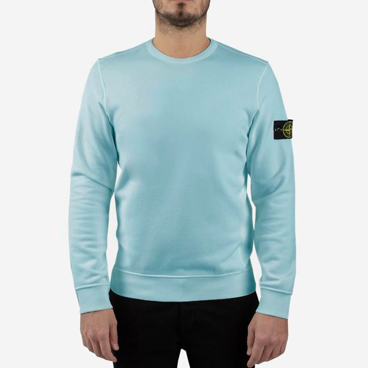 STONE ISLAND  Fleece Cotton Crewneck Sweatshirt Blue. 731563020-V0044 圖 4