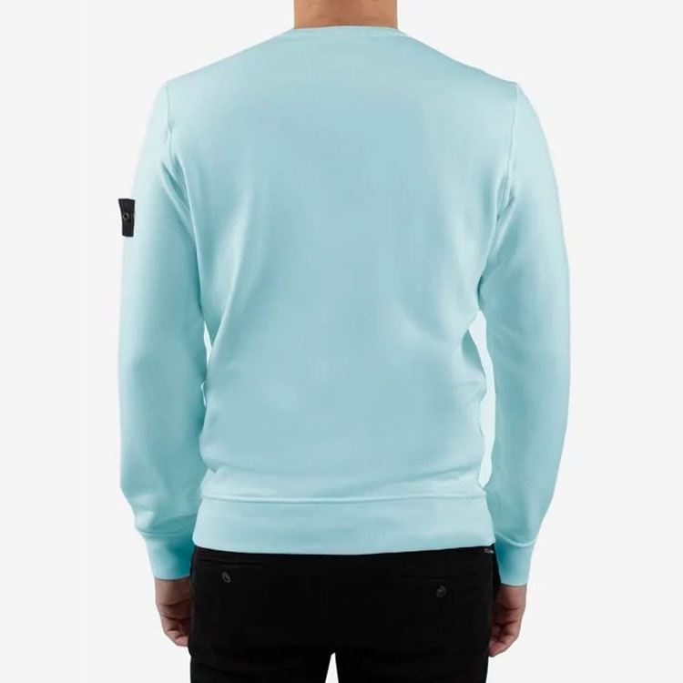 STONE ISLAND  Fleece Cotton Crewneck Sweatshirt Blue. 731563020-V0044 圖 5