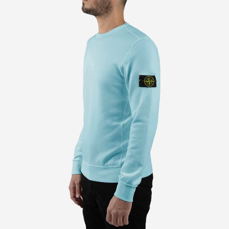 STONE ISLAND  Fleece Cotton Crewneck Sweatshirt Blue. 731563020-V0044 圖 6