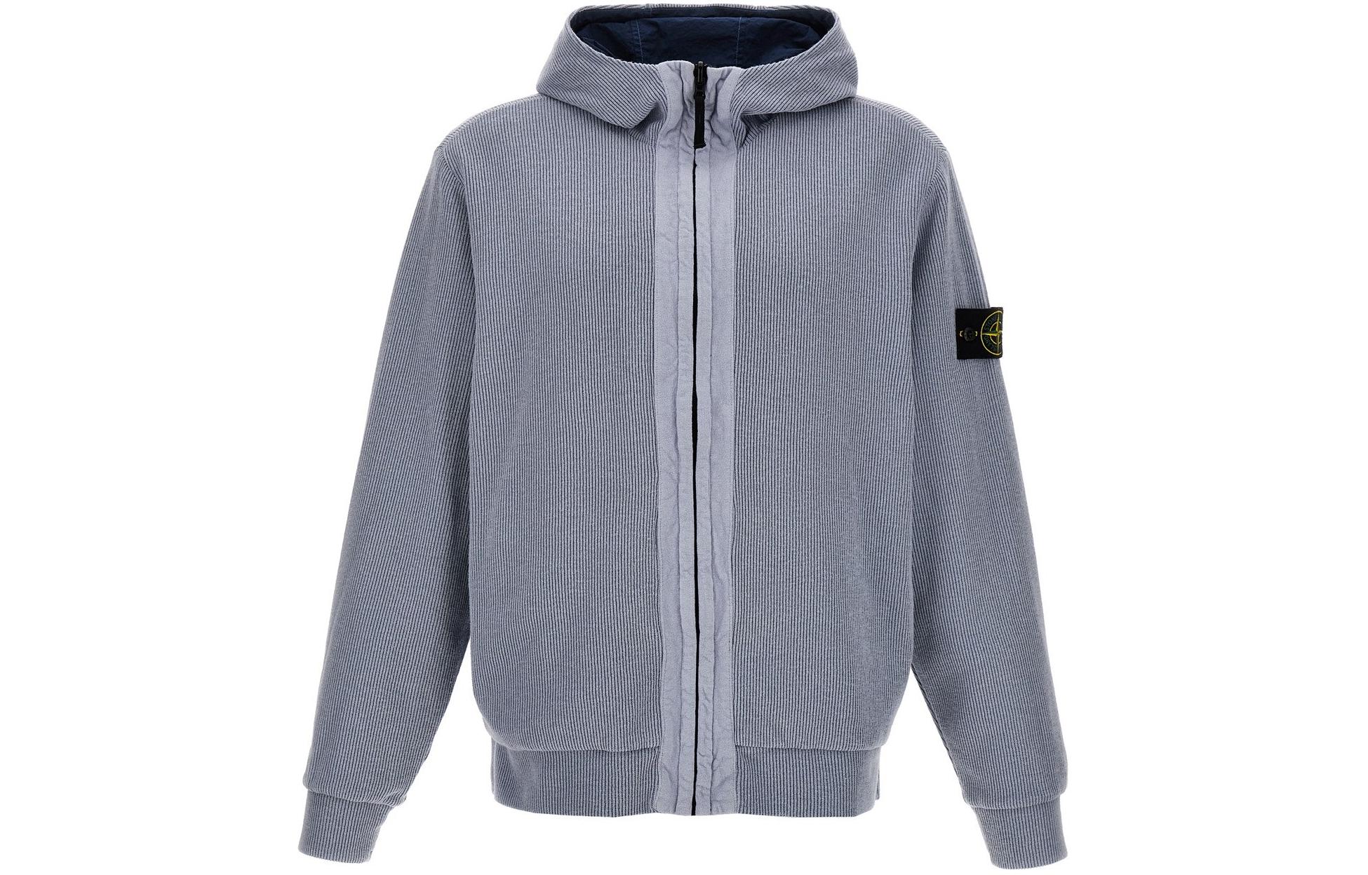 Stone Island  Frost Blue Badge Hoodie Zip Jacket. 801562456-V0041