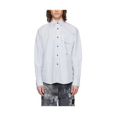 Stone Island Frost Blue Long Sleeve Button-Down Shirt 801511701-V0041