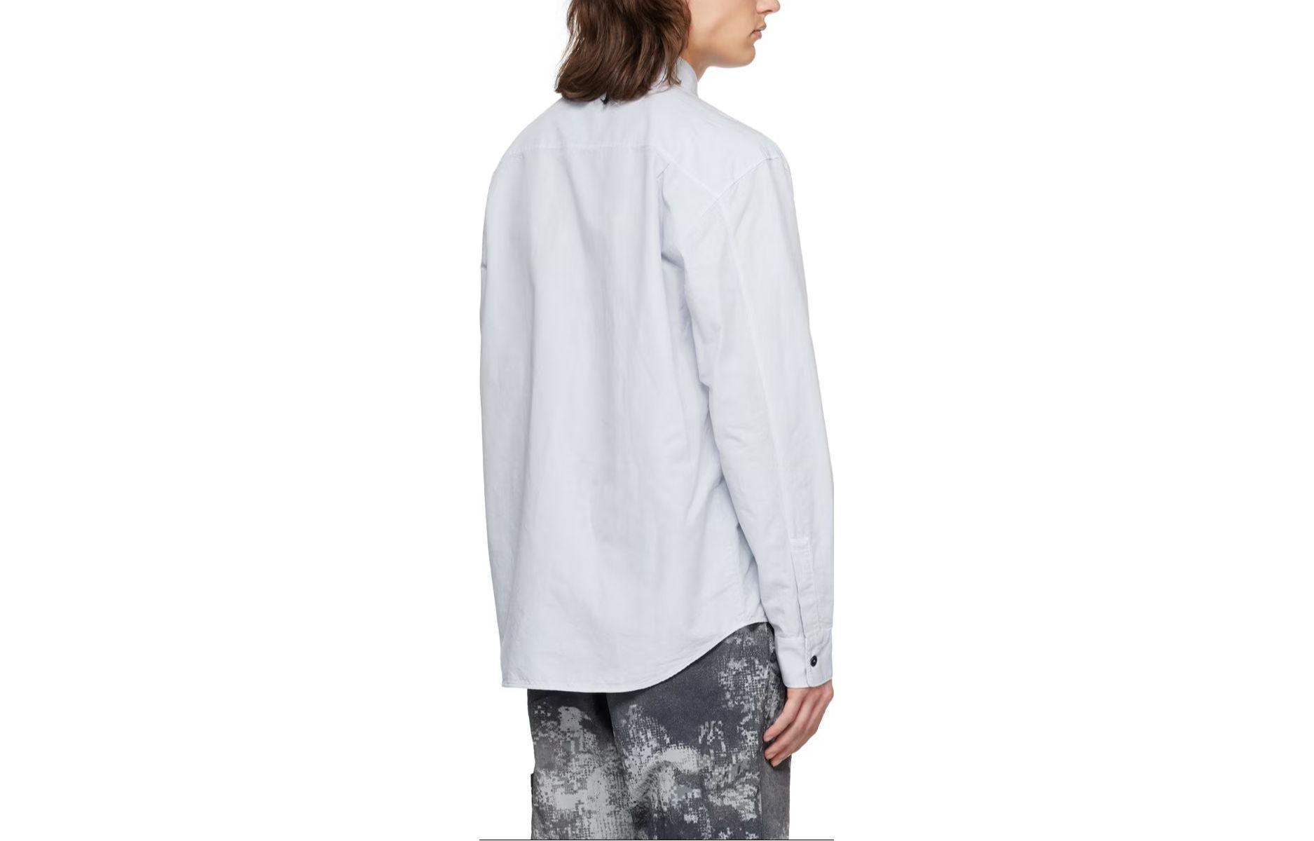 Lookbook Stone Island  Frost Blue Long Sleeve Button-Down Shirt 801511701-V0041