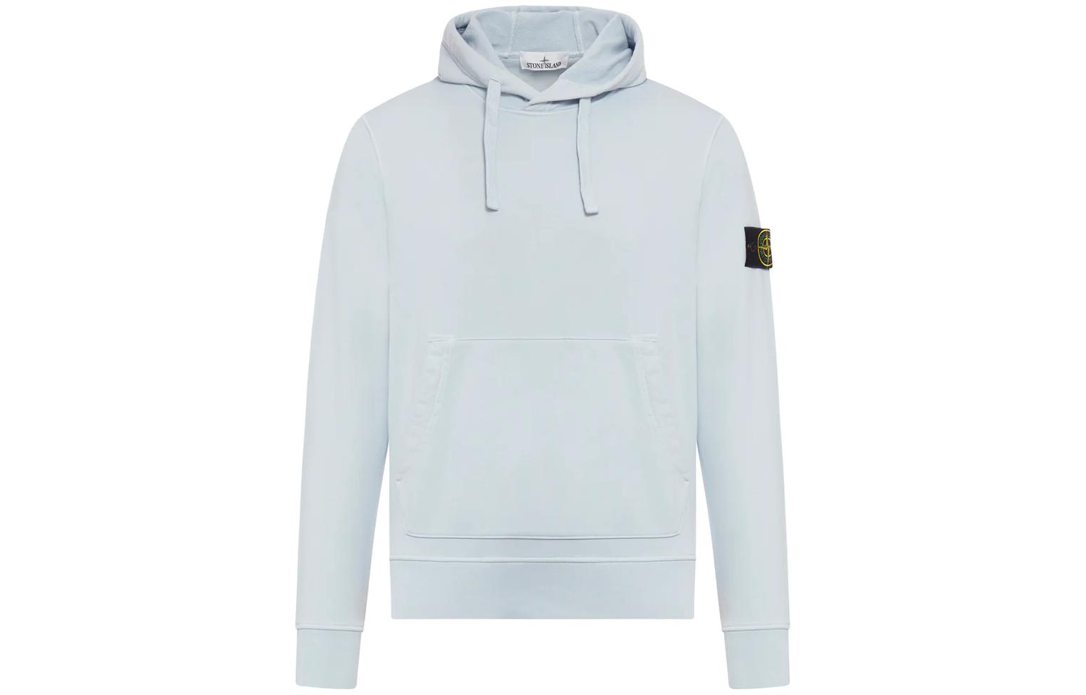 Stone Island  Frost Blue Solid Color Casual Hoodie Long Sleeve. 801564151-V0041