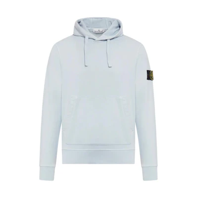 Stone Island Frost Blue Solid Color Casual Hoodie Long Sleeve. 801564151-V0041