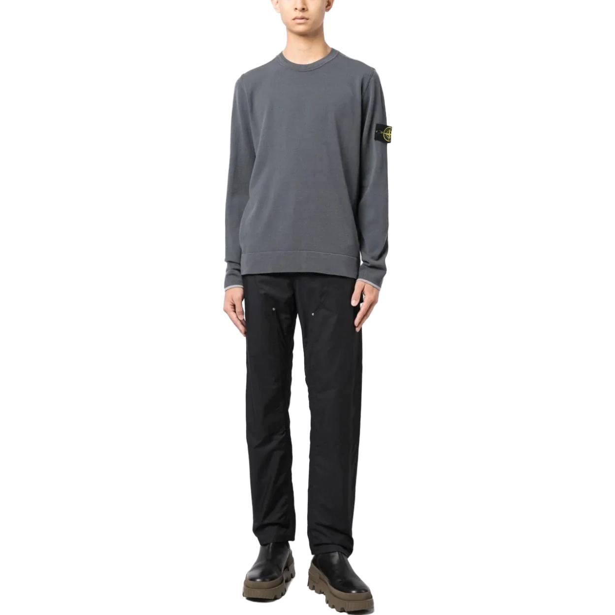 Lookbook STONE ISLAND 灰色純色圓領長袖毛衣 7915526A1-V0062