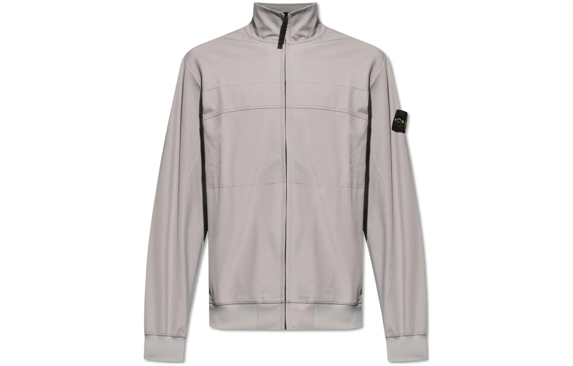 STONE ISLAND  Gray Solid Color Zip-Up Stand Collar Loose Jacket 8015621530-V0064