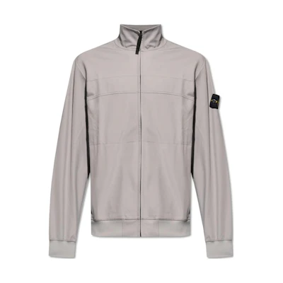 STONE ISLAND Gray Solid Color Zip-Up Stand Collar Loose Jacket 8015621530-V0064