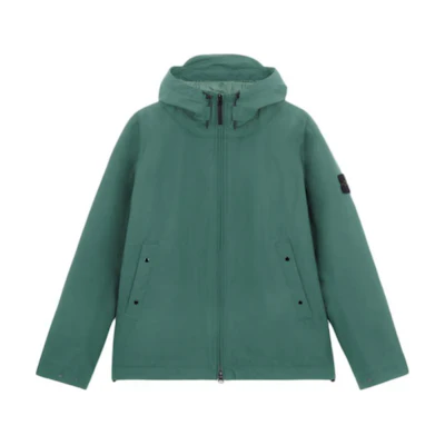 Stone Island Green Hooded Zipper Logo Long Sleeve Jacket 811540627-V0055