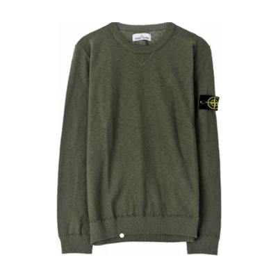 Stone Island Green Logo Crewneck Knit Sweater Long Sleeve 7215531B0-V0058