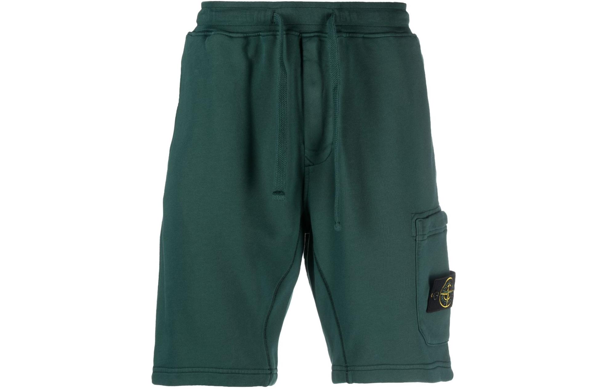 STONE ISLAND  Green Logo Drawstring Casual Shorts. 791562520-V0057