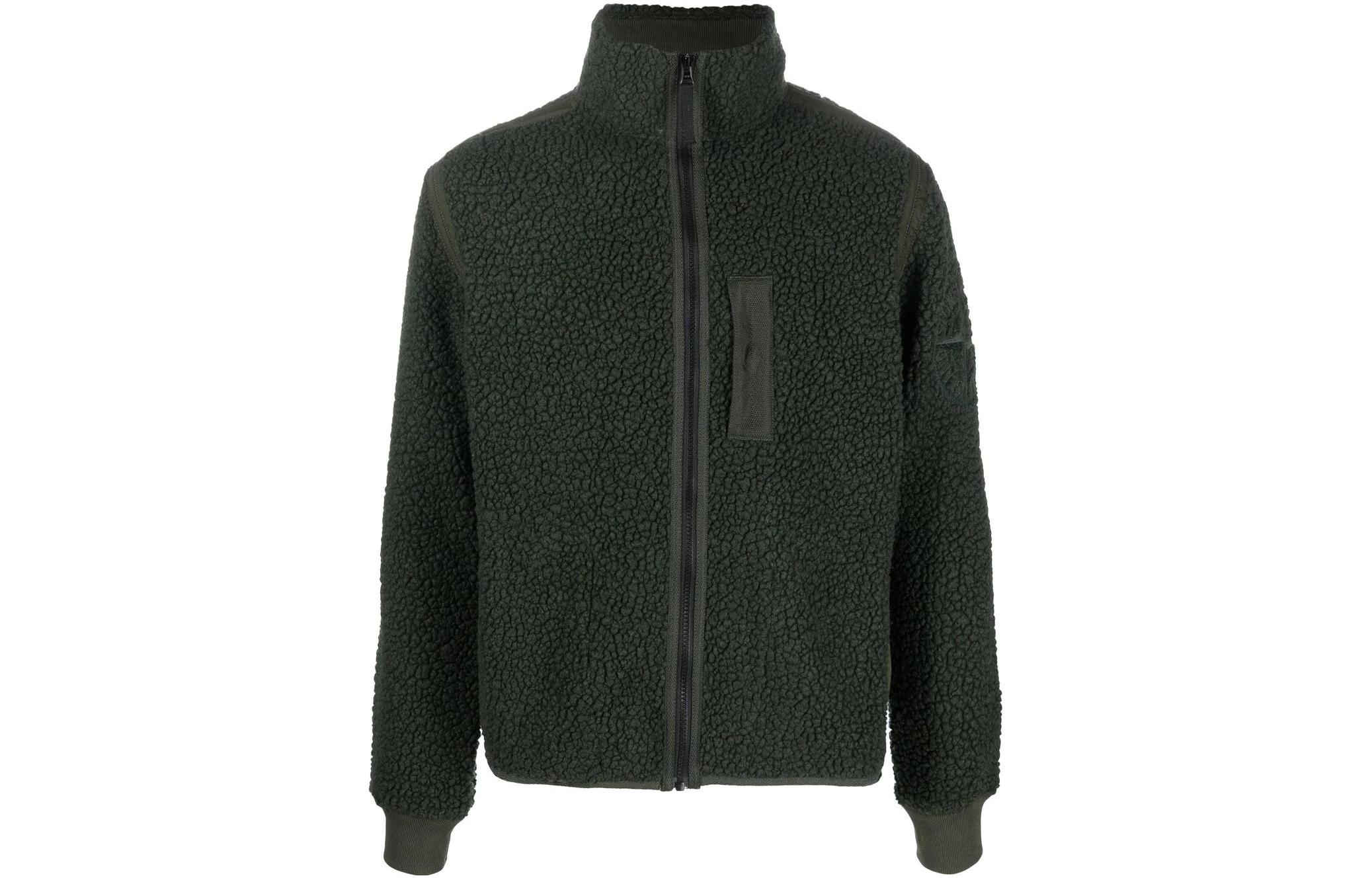 Stone Island  Green Logo Embroidered Zip-Up Jacket. 771561441-V0058
