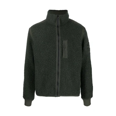 Stone Island Green Logo Embroidered Zip-Up Jacket. 771561441-V0058