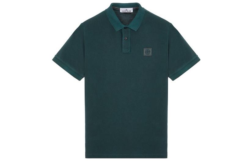 STONE ISLAND  Green Logo Polo Shirt Short Sleeve Solid Color. 10152SC67-V0053
