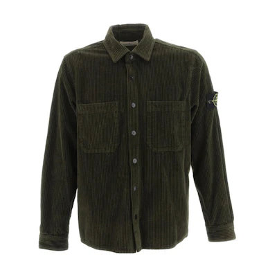 Stone Island Green Long-Sleeve Casual Button-Up Shirt. 791511311000-V0058