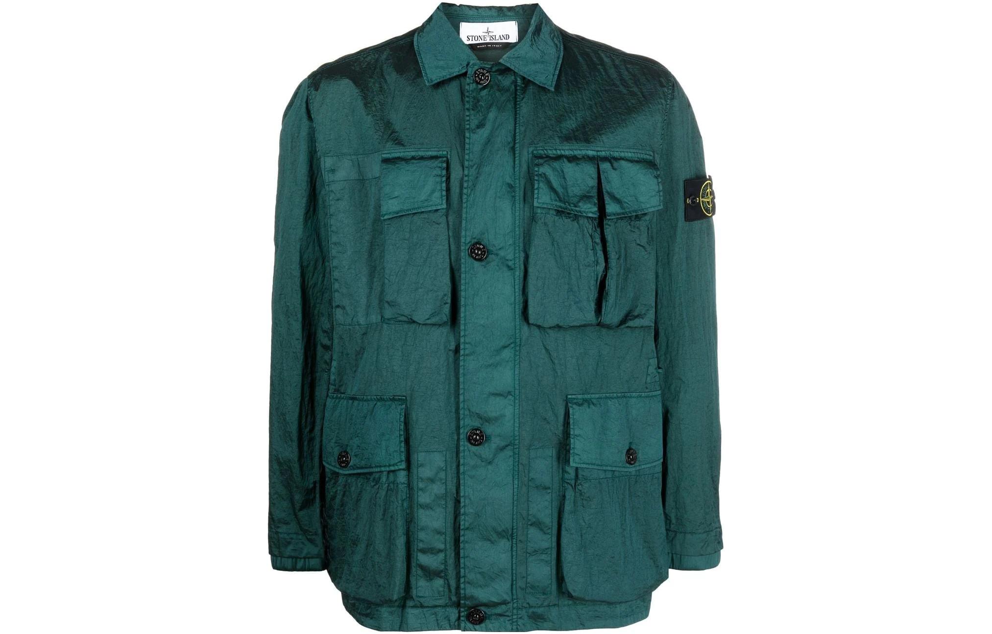 STONE ISLAND  Green Long Sleeve Pocket Collared Jacket 781541620-V0053
