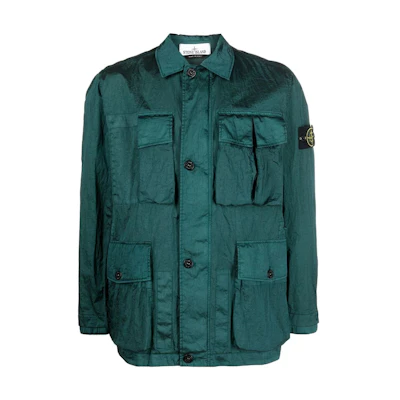 STONE ISLAND Green Long Sleeve Pocket Collared Jacket 781541620-V0053