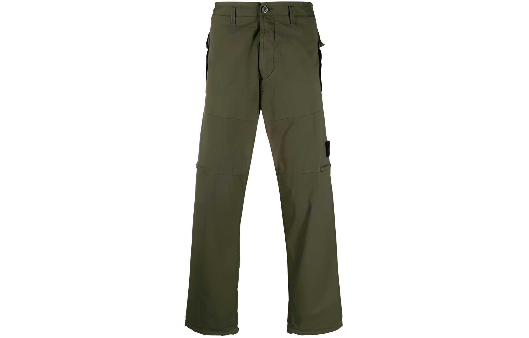 Stone Island  Green Loose Fit Straight Cargo Pants with Zipper. 791531810-V0058