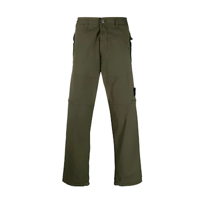 Stone Island Green Loose Fit Straight Cargo Pants with Zipper. 791531810-V0058