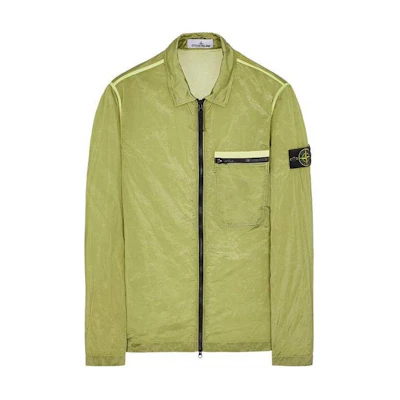 Stone Island Green Nylon Logo Long Sleeve Jacket with Pocket. 801511219-V0031