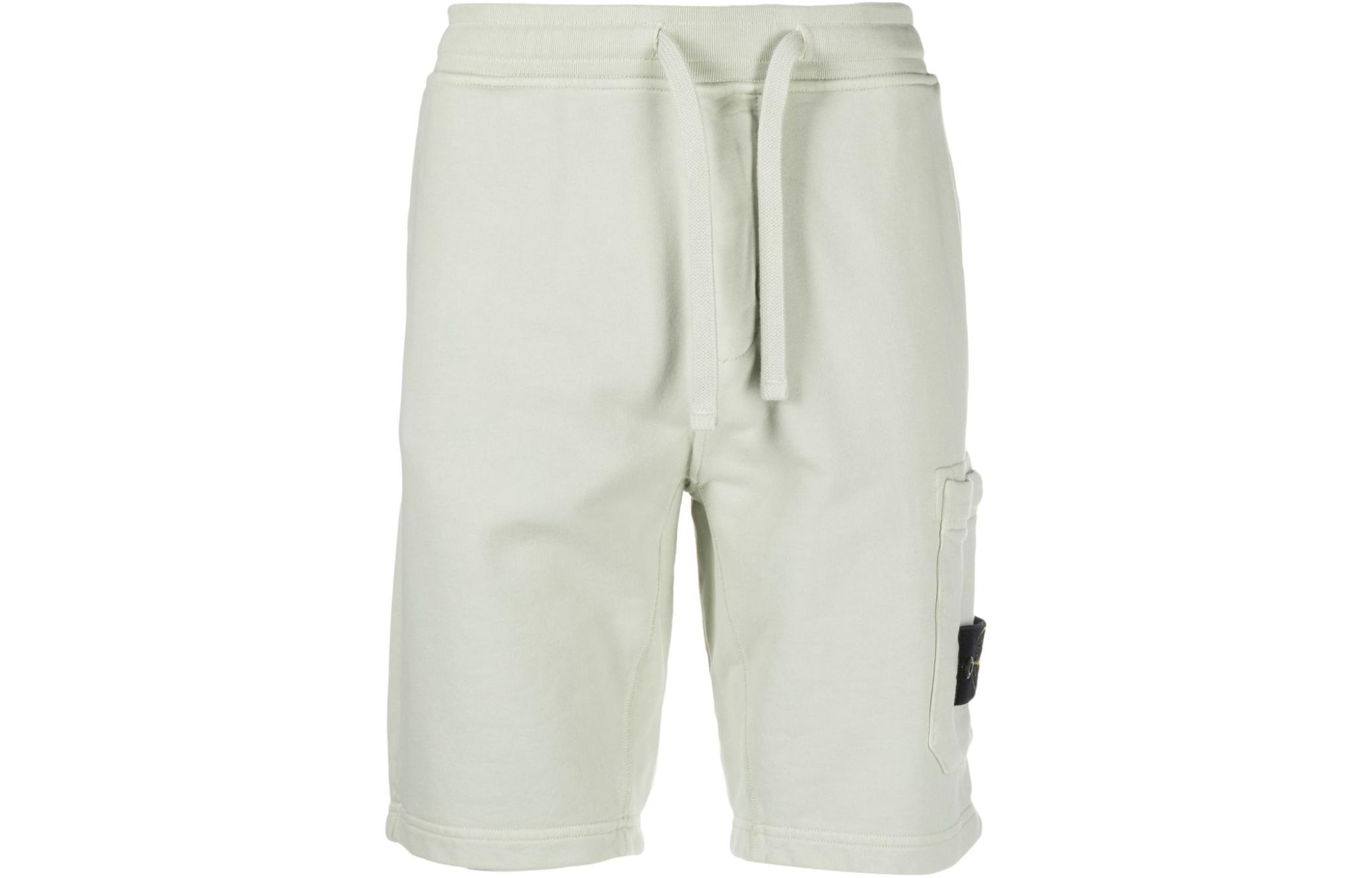 STONE ISLAND  Green Relaxed Fit Drawstring Casual Shorts with Pocket 801564651-V0051
