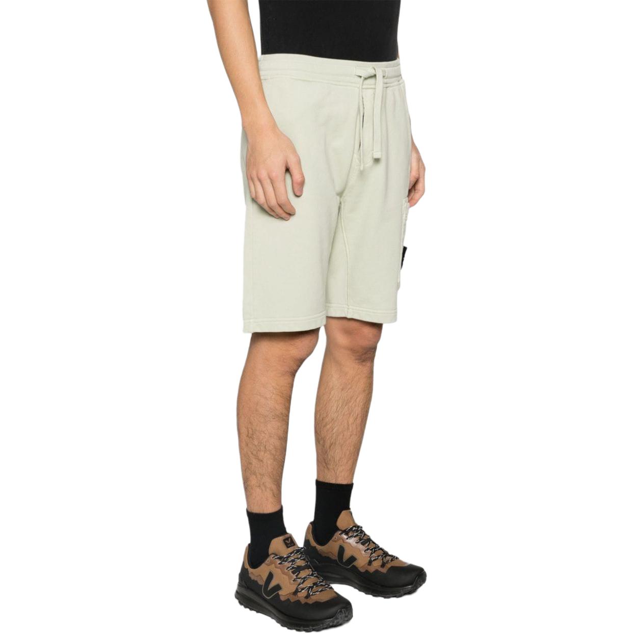 STONE ISLAND  Green Relaxed Fit Drawstring Casual Shorts with Pocket 801564651-V0051 圖 5