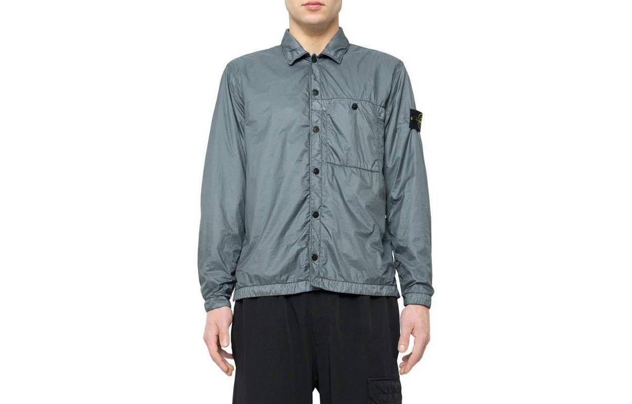 STONE ISLAND  Green Single-Breasted Long Sleeve Jacket 791510525-V0062