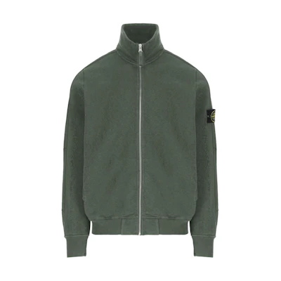 STONE ISLAND Green Solid Color Stand Collar Jacket 801565960-V0159