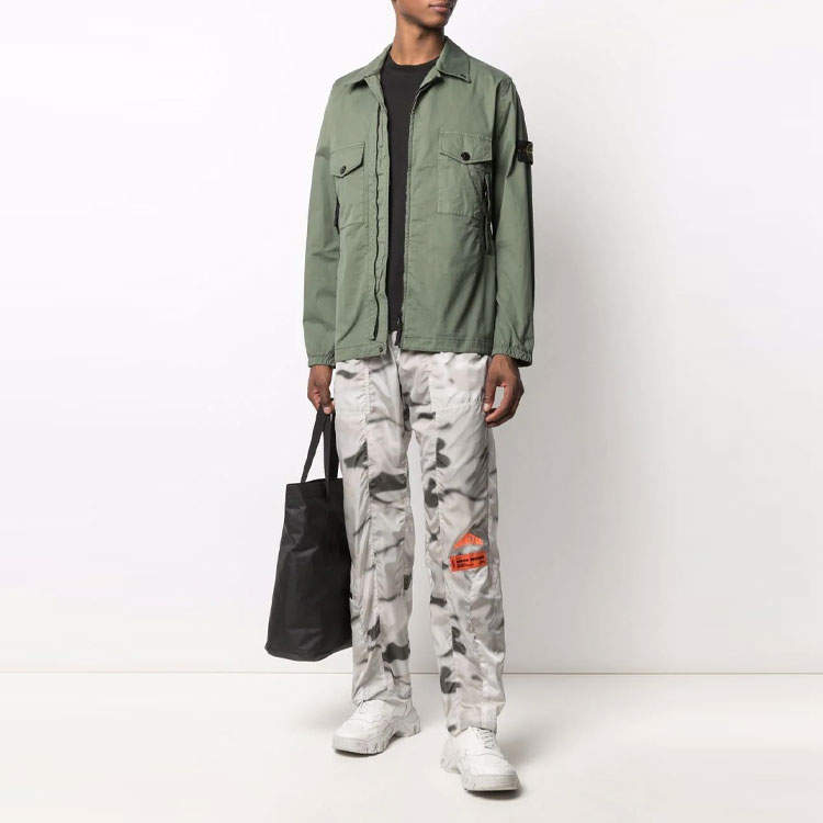 STONE ISLAND  Green Solid Zip Pocket Collared Jacket 751510610-V0055 圖 3